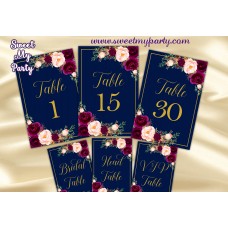 Burgundy Table numbers printable,Navy table numbers printable,(84w) Burgundy Table numbers printable,Navy table numbers printable,(84w)